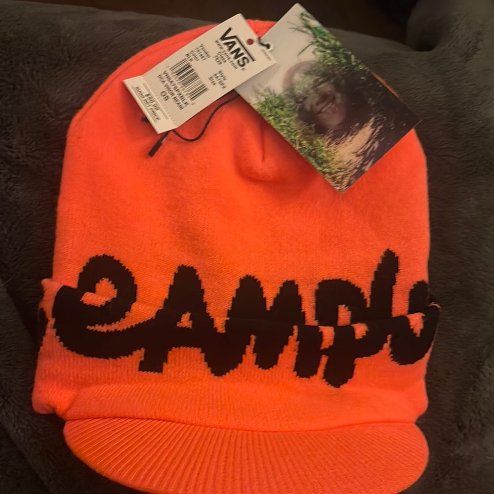 Vans Orange and Black Knit Beanie Hat